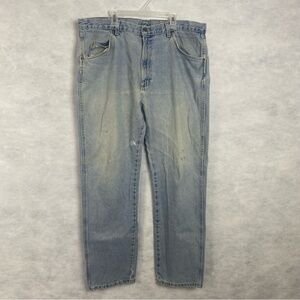 Vintage Wrangler Regular Fit Cowboy Blue Denim Jeans Men's Size 38x30.5 Stained
